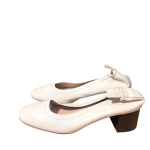 Everlane Shoes Womens 6.5 Ivory Leather Slip On Ballet  Block Heel Round Toe